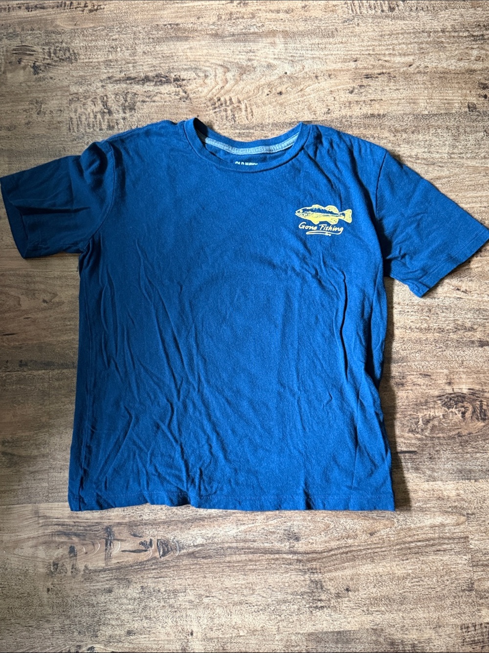 Kids Blue 'Gone Fishing' Graphic Tee size youth xl 14/16